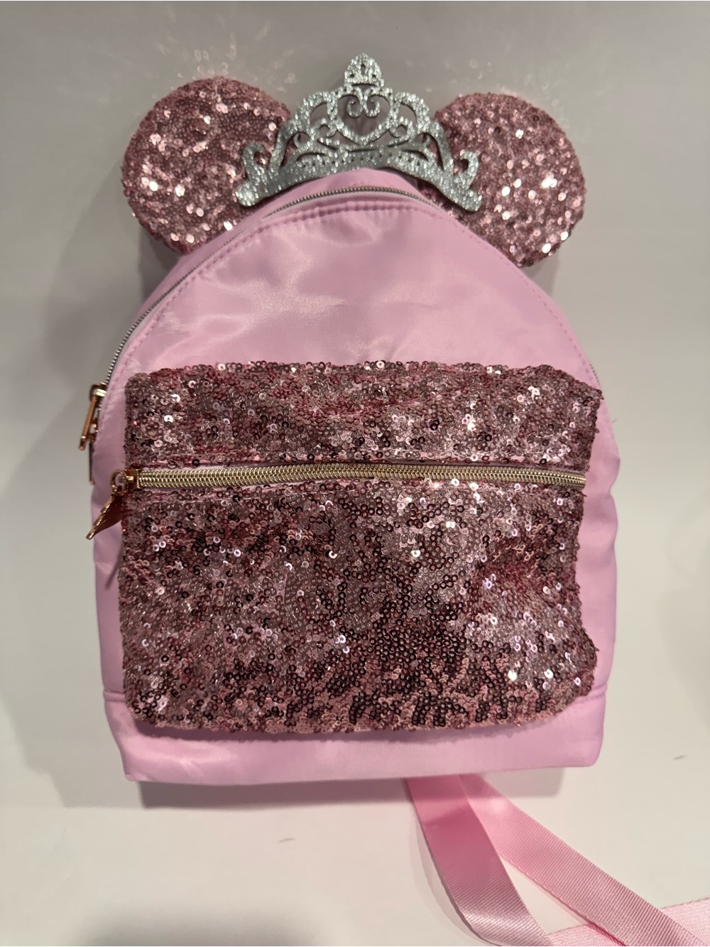 Disney Cruise Line Bibbidi Bobbidi Boutique Pink Sequin Backpack NWT Minnie Ears